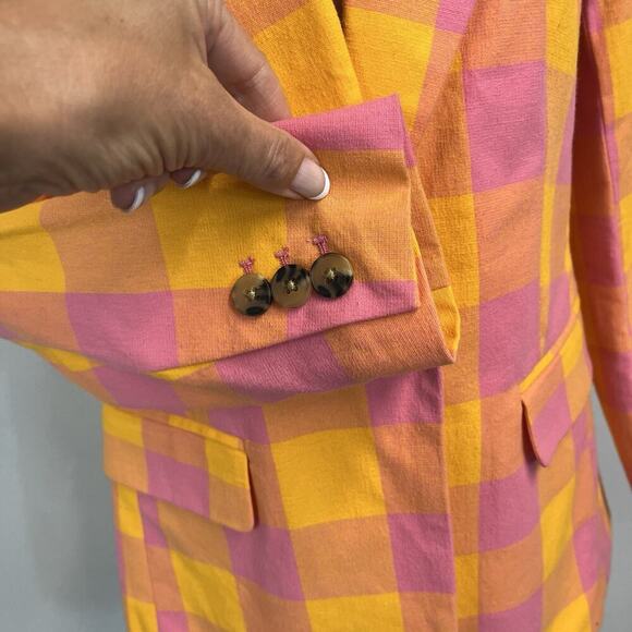 Free Assembly Blazer Jacket size Small Pink Yellow Orange Black Stretch Career - Picture 8 of 11